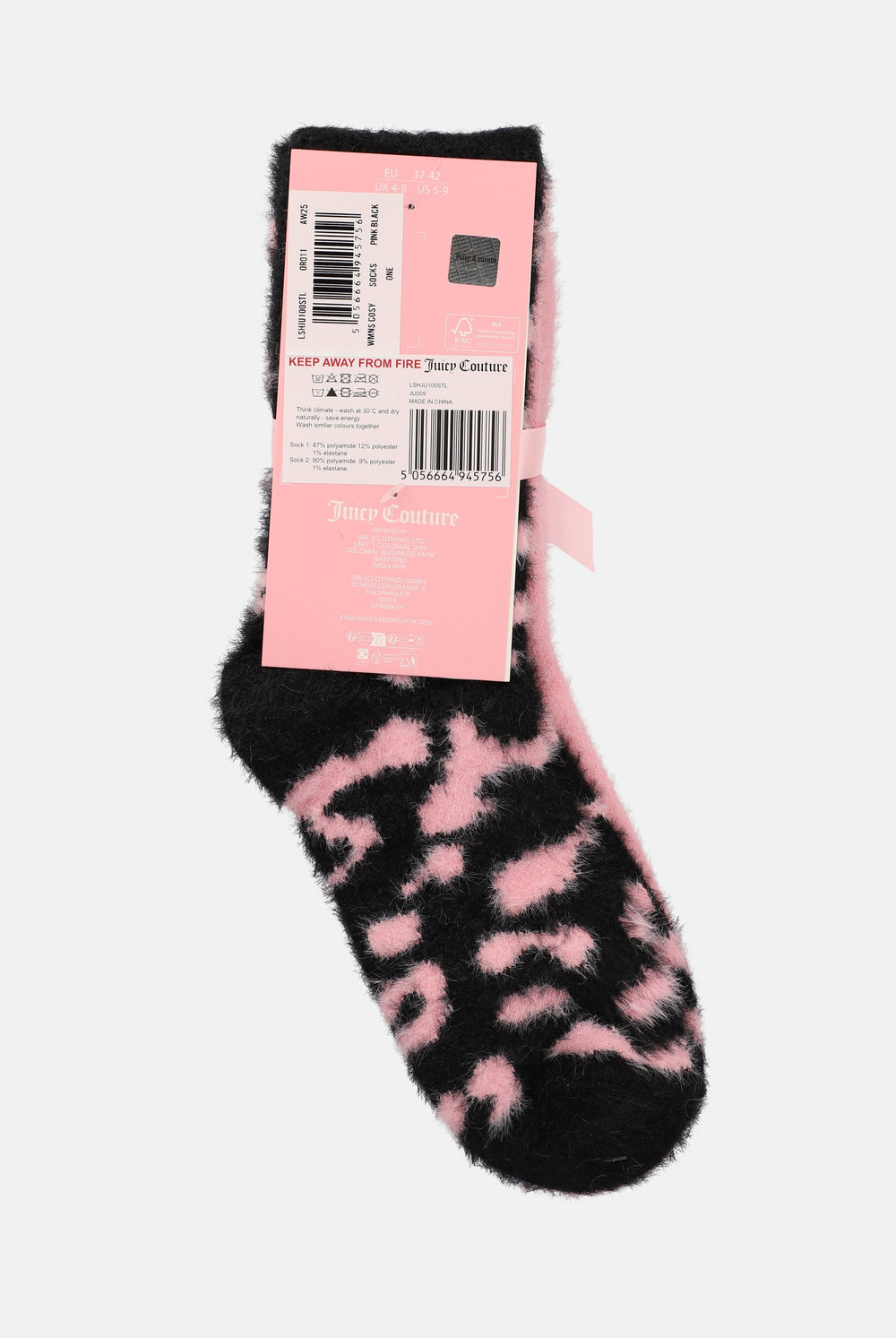 2 Pack Leopard Feather Jacquard Cosy Socks