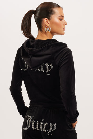 BLACK DIAMANTE VELOUR CUFFED BOTTOMS – Juicy Couture UK