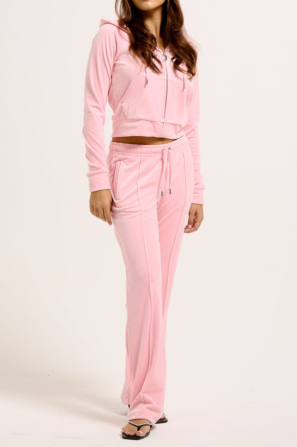 JUICY PINK VELOUR DIAMANTE TRACKSUIT BOTTOM