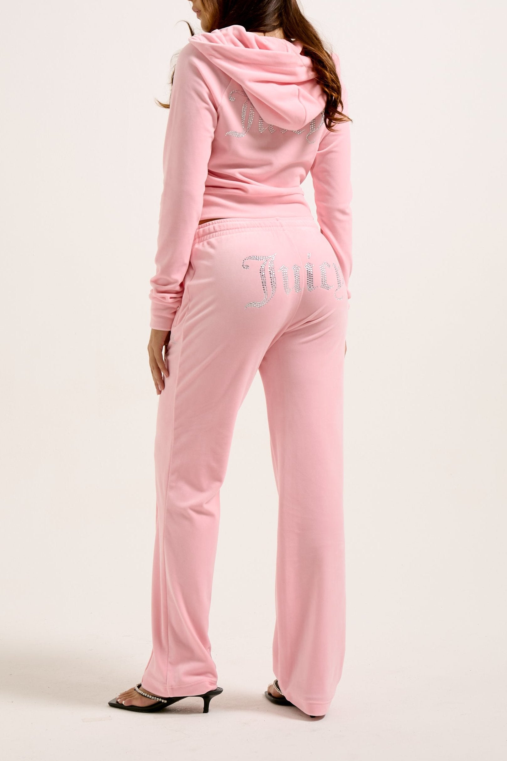 Juicy Couture Velour Pink Rhinestone Tracksuit Top and orders Bottom Womans Large