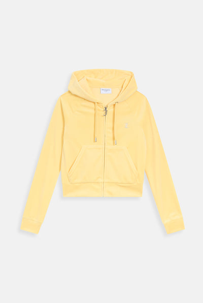 LEMON DROP DIAMANTÉ VELOUR ZIP-THROUGH HOODIE