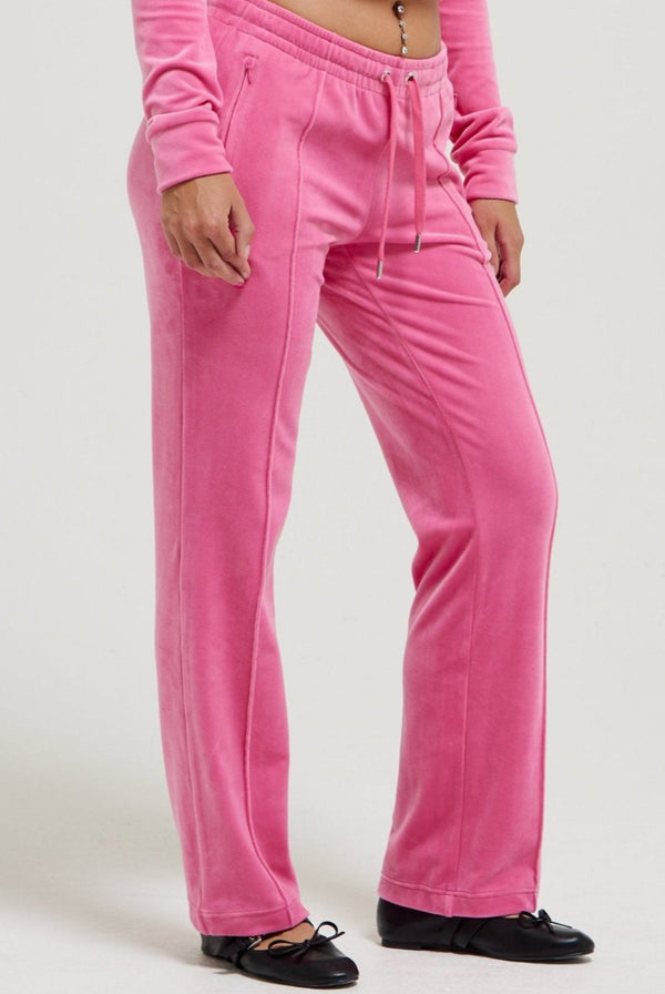 HOT PINK VELOUR DIAMANTÉ TRACKSUIT BOTTOM