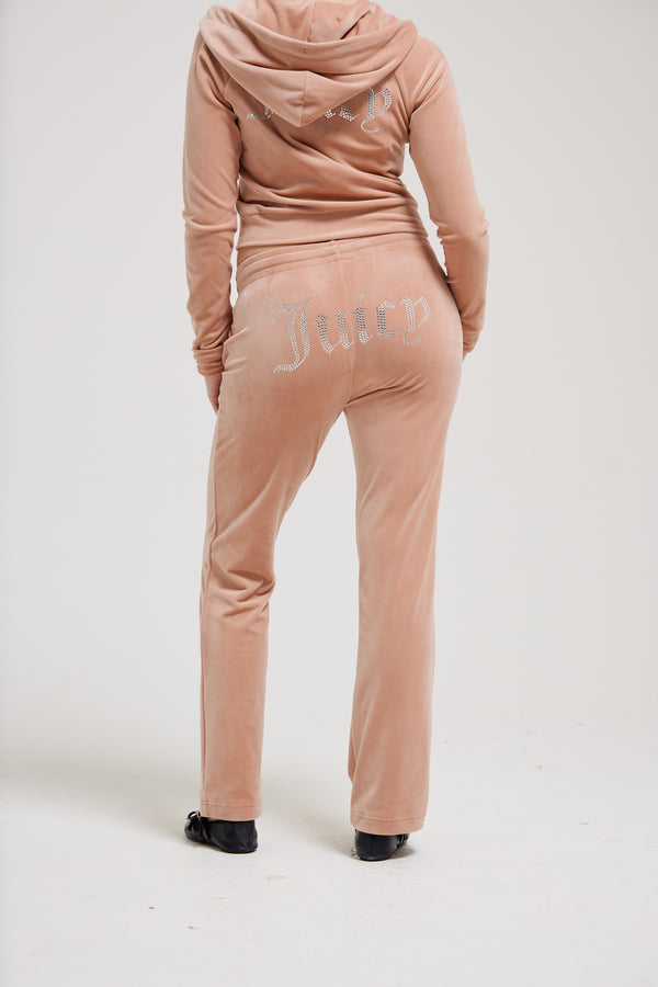 CAFE AU LAIT VELOUR DIAMANTÉ TRACKSUIT BOTTOM