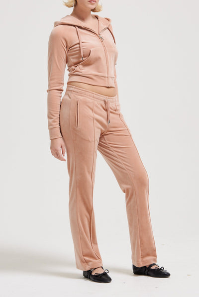 CAFE AU LAIT VELOUR DIAMANTÉ TRACKSUIT BOTTOM