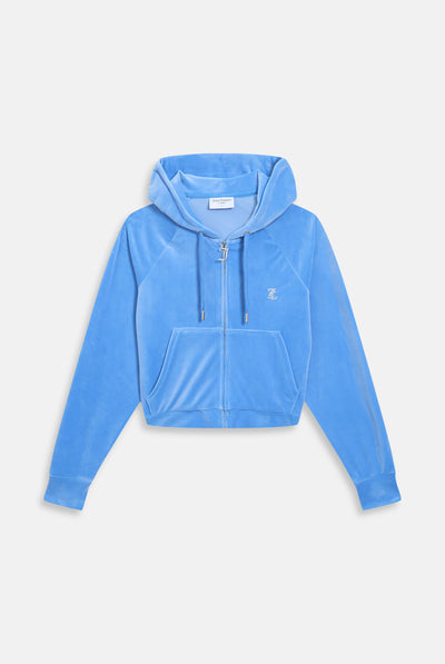 WASHED REGATTA DIAMANTÉ VELOUR ZIP-THROUGH HOODIE