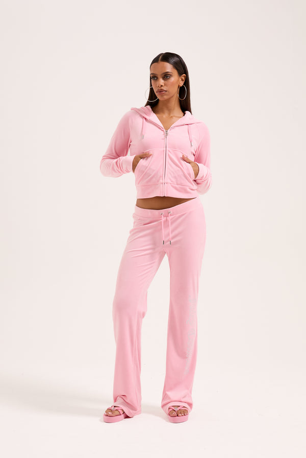 JUICY PINK OUTLINE DIAMANTE CLASSIC VELOUR LOW RISE  PANT