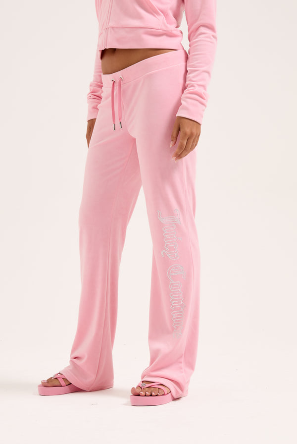 JUICY PINK OUTLINE DIAMANTE CLASSIC VELOUR LOW RISE  PANT