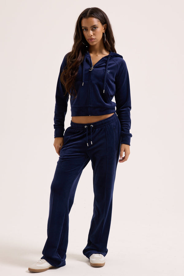 NIGHT SKY OUTLINE DIAMANTÉ VELOUR ZIP-THROUGH HOODIE