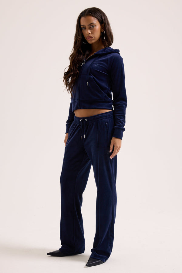 NIGHT SKY OUTLINE DIAMANTÉ VELOUR ZIP-THROUGH HOODIE