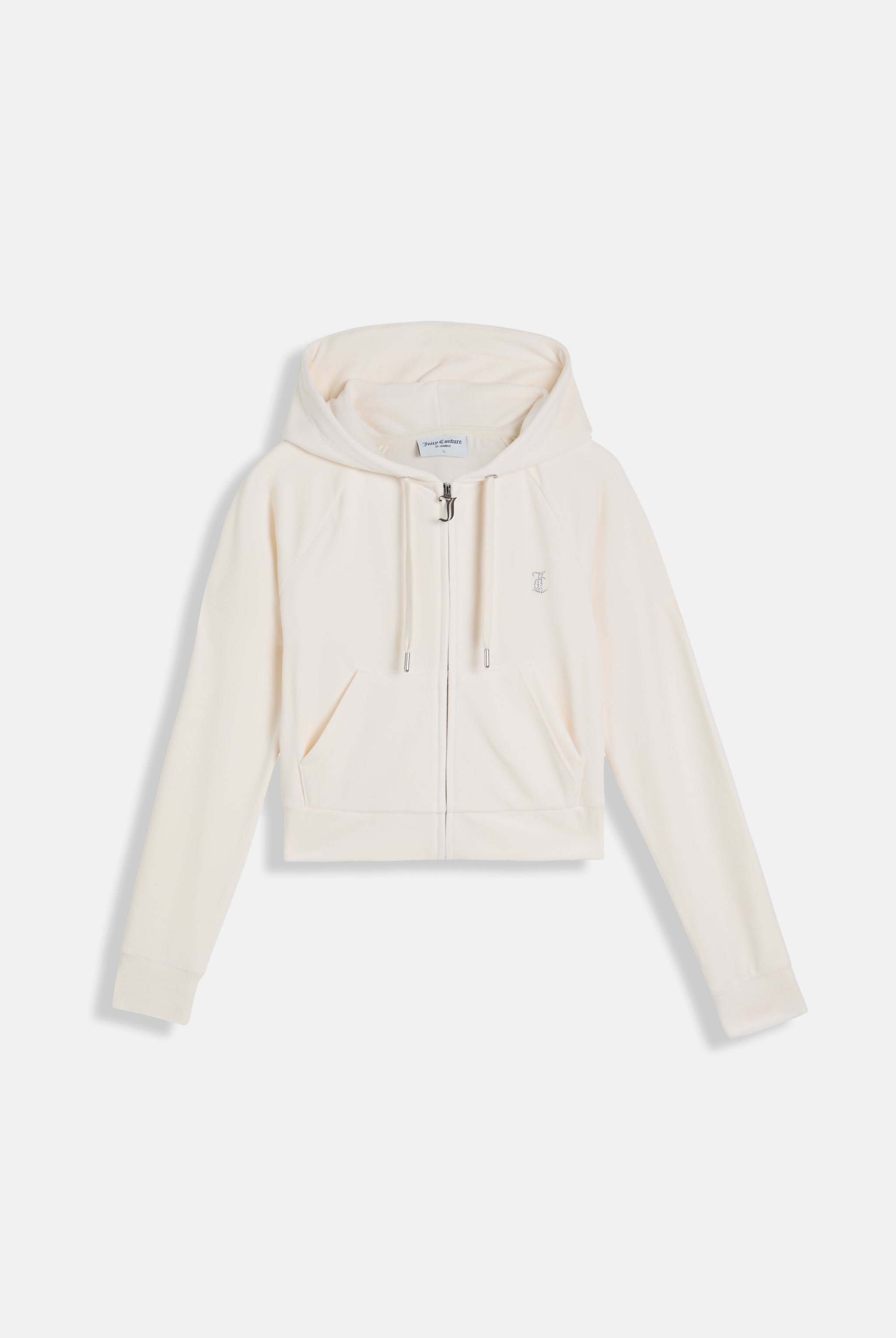 Cream Velour Diamanté Zip-Through Hoodie – Juicy Couture UK
