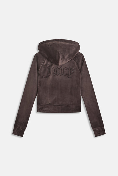JAVA DIAMANTÉ VELOUR ZIP-THROUGH HOODIE