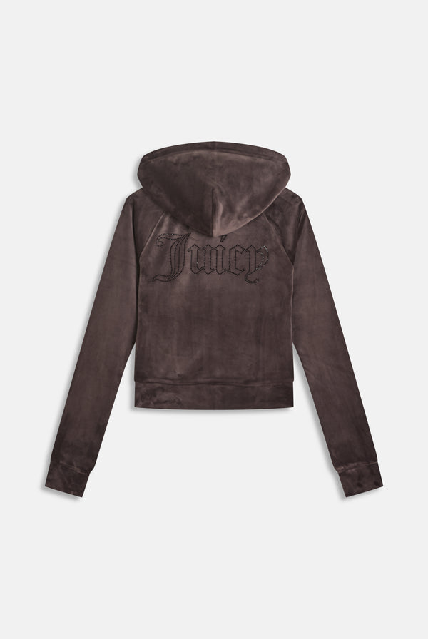 JAVA DIAMANTÉ VELOUR ZIP-THROUGH HOODIE