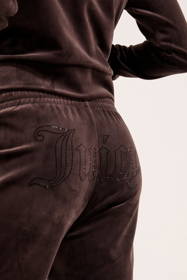 JAVA VELOUR OUTLINE DIAMANTÉ TRACKSUIT BOTTOM