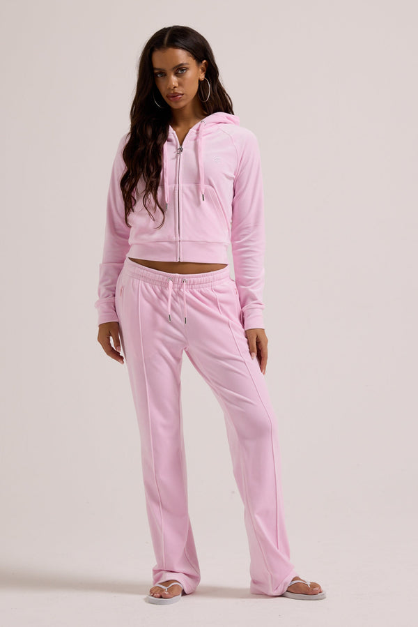 CHERRY BLOSSOM VELOUR OUTLINE DIAMANTÉ TRACKSUIT BOTTOM