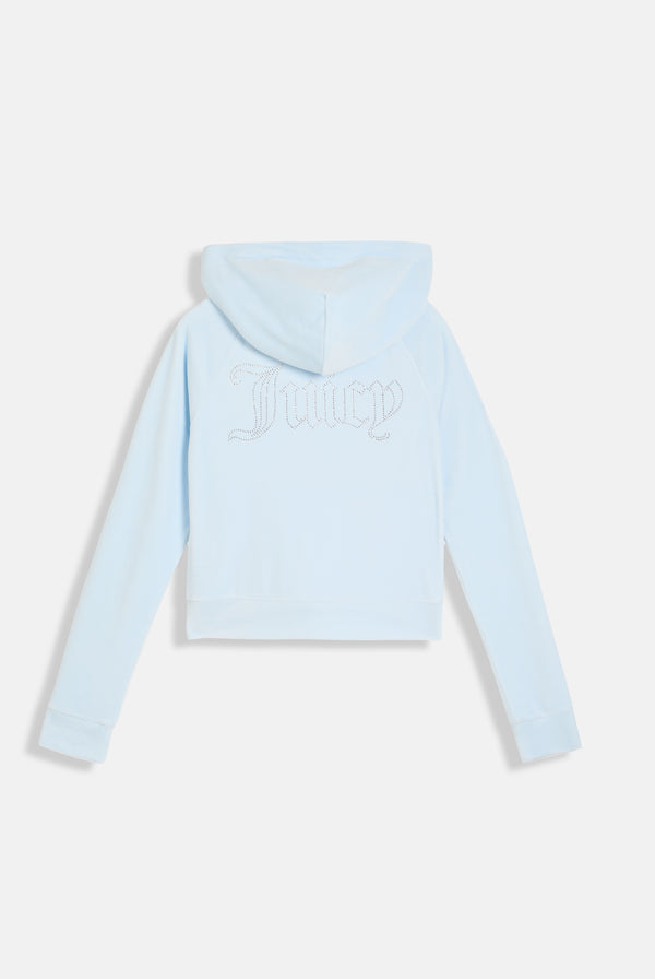 NANTUCKET BREEZE DIAMANTÉ VELOUR ZIP-THROUGH HOODIE