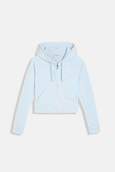 NANTUCKET BREEZE DIAMANTÉ VELOUR ZIP-THROUGH HOODIE