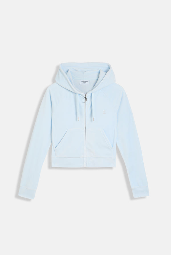 NANTUCKET BREEZE DIAMANTÉ VELOUR ZIP-THROUGH HOODIE