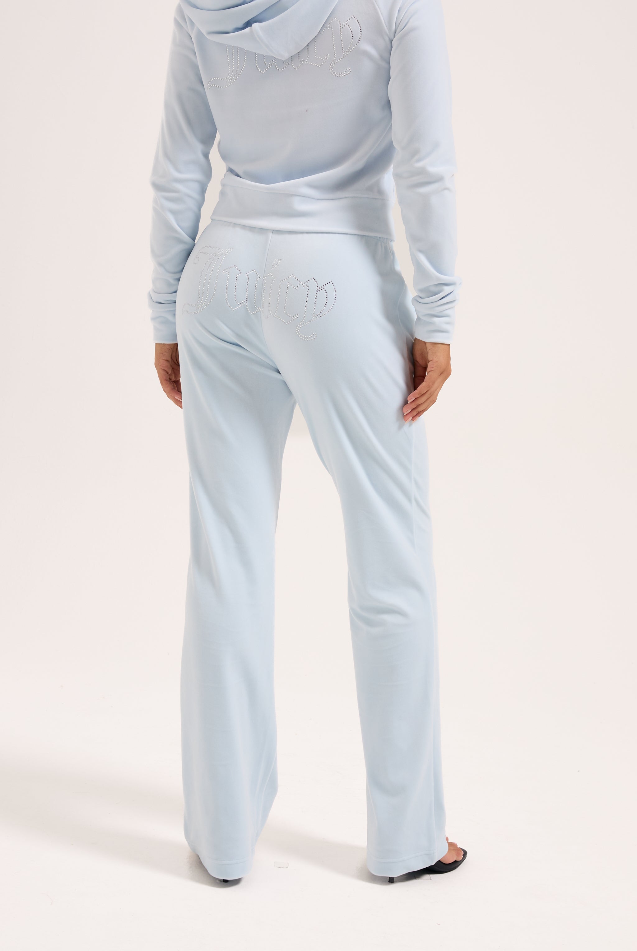 Light Blue Velour Mid-Rise Tracksuit Bottoms – Juicy Couture UK