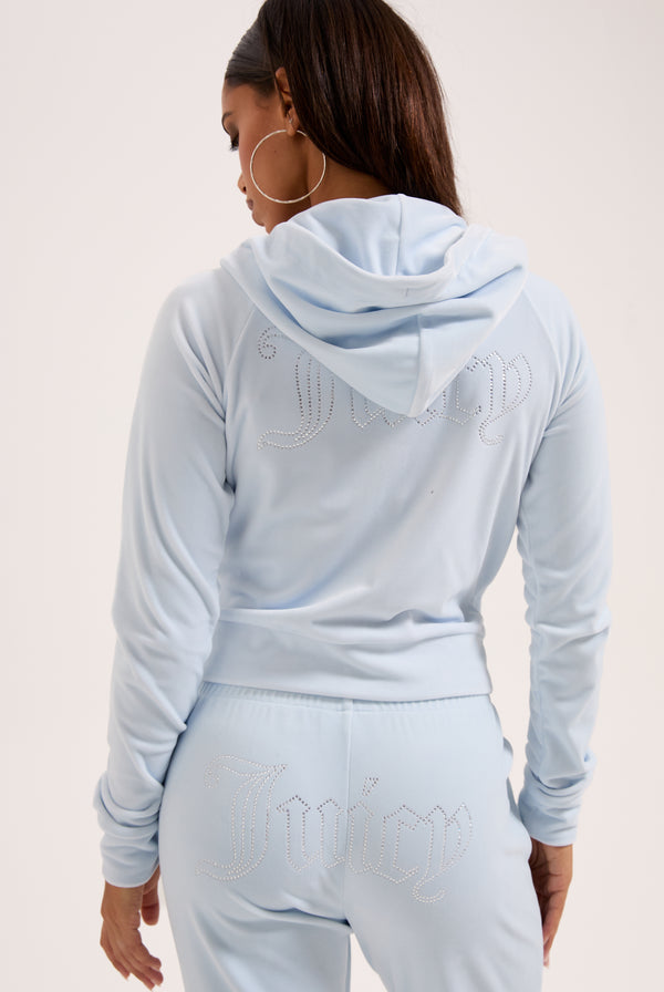 NANTUCKET BREEZE DIAMANTÉ VELOUR ZIP-THROUGH HOODIE