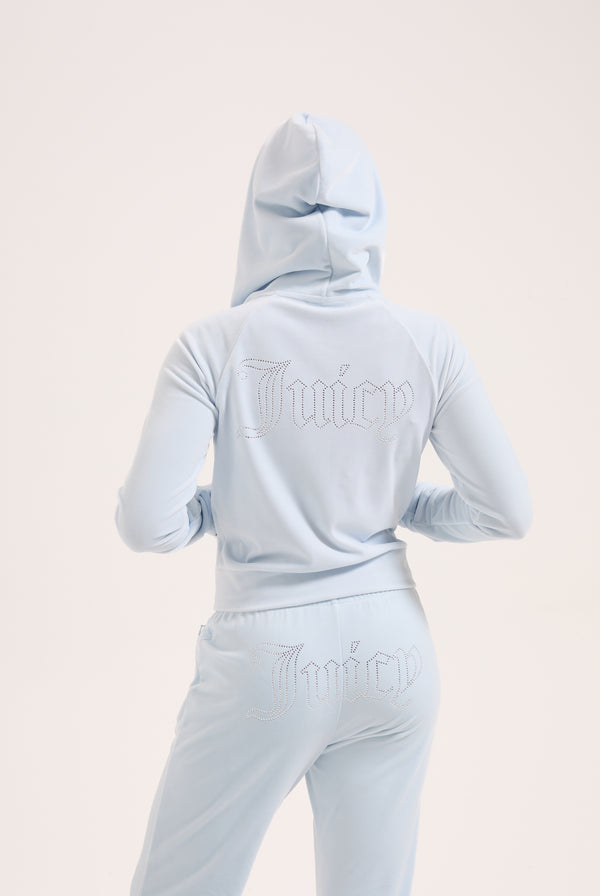NANTUCKET BREEZE DIAMANTÉ VELOUR ZIP-THROUGH HOODIE