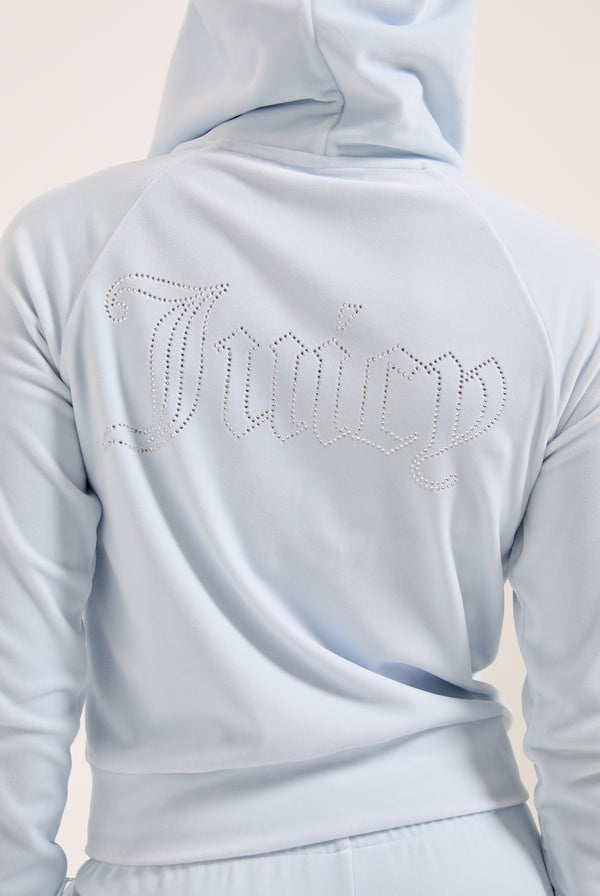 NANTUCKET BREEZE DIAMANTÉ VELOUR ZIP-THROUGH HOODIE