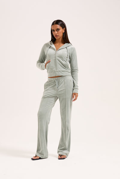 PURITAN GREY VELOUR OUTLINE DIAMANTÉ TRACKSUIT BOTTOM