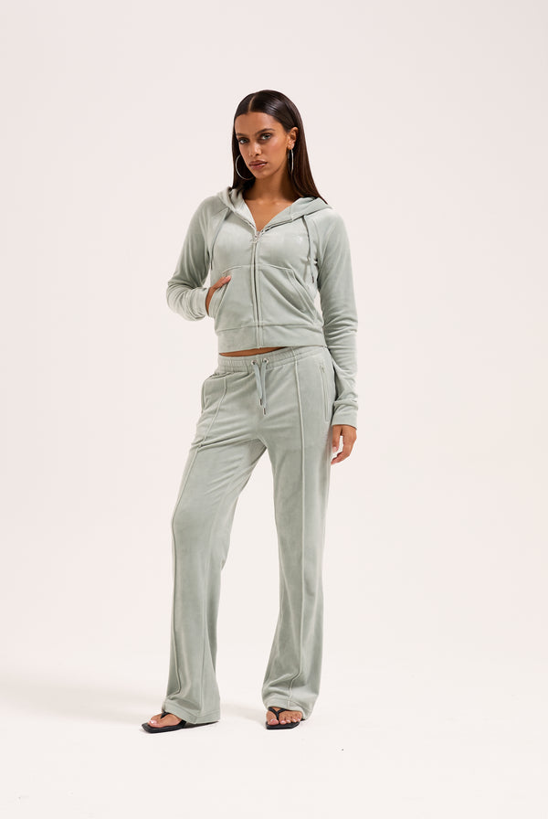 PURITAN GREY DIAMANTÉ VELOUR ZIP-THROUGH HOODIE