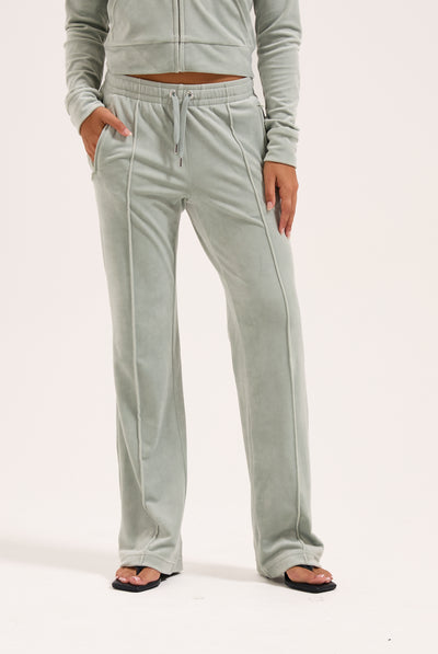 PURITAN GREY VELOUR OUTLINE DIAMANTÉ TRACKSUIT BOTTOM