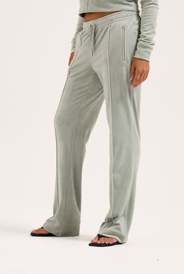 PURITAN GREY VELOUR OUTLINE DIAMANTÉ TRACKSUIT BOTTOM