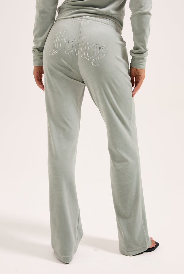 PURITAN GREY VELOUR OUTLINE DIAMANTÉ TRACKSUIT BOTTOM