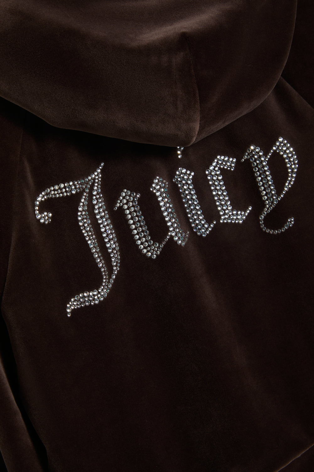 Displays the Java 'Juicy' branded Diamanté Velour Zip-Through Hoodie featuring the juicy branding 