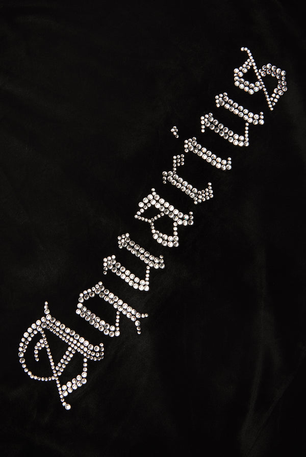 AQUARIUS' BLACK VELOUR DIAMANTÉ TRACKSUIT BOTTOM