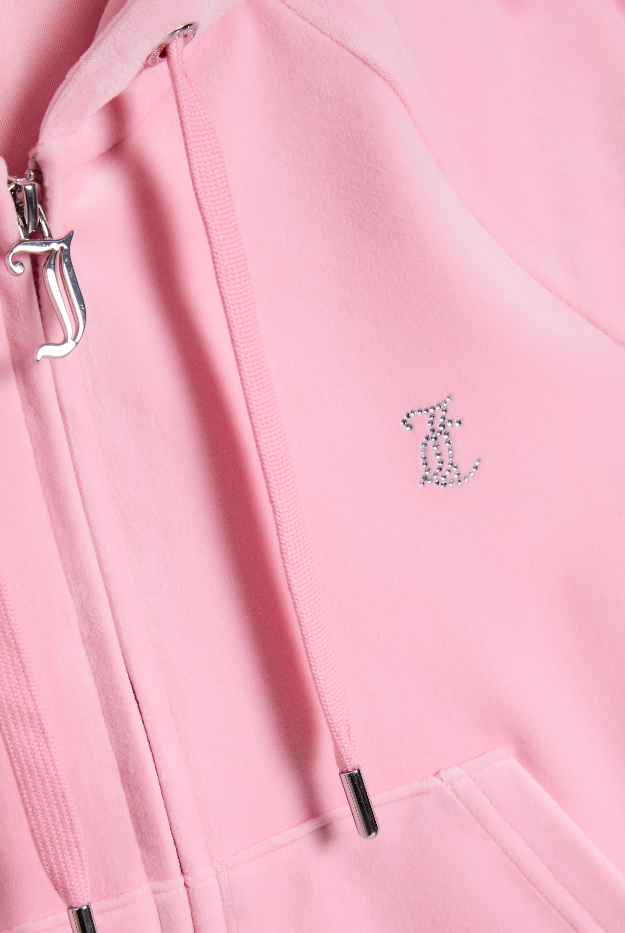 JUICY PINK DIAMANTÉ VELOUR ZIP-THROUGH HOODIE – Juicy Couture UK