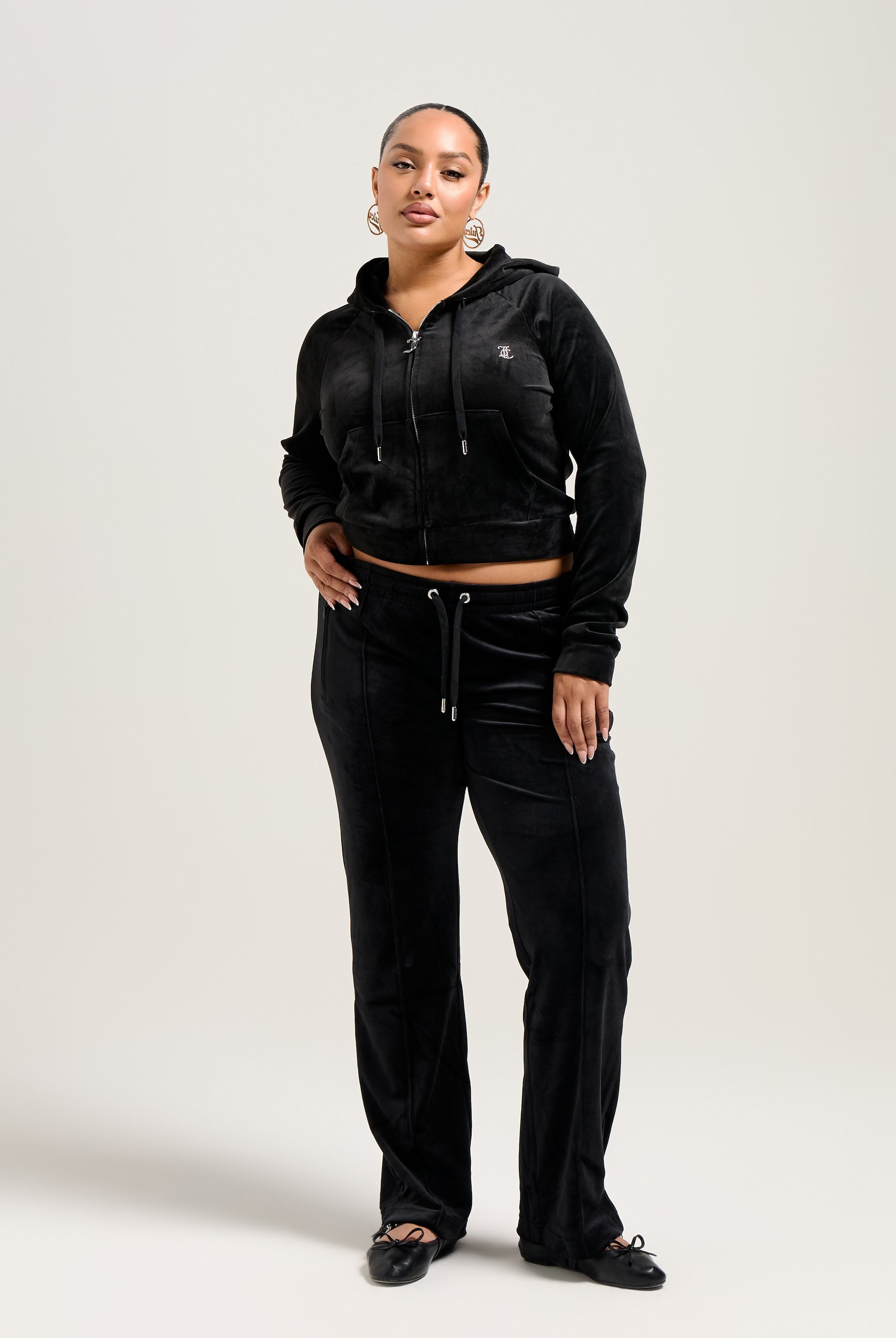 Black velour sweatpants on sale