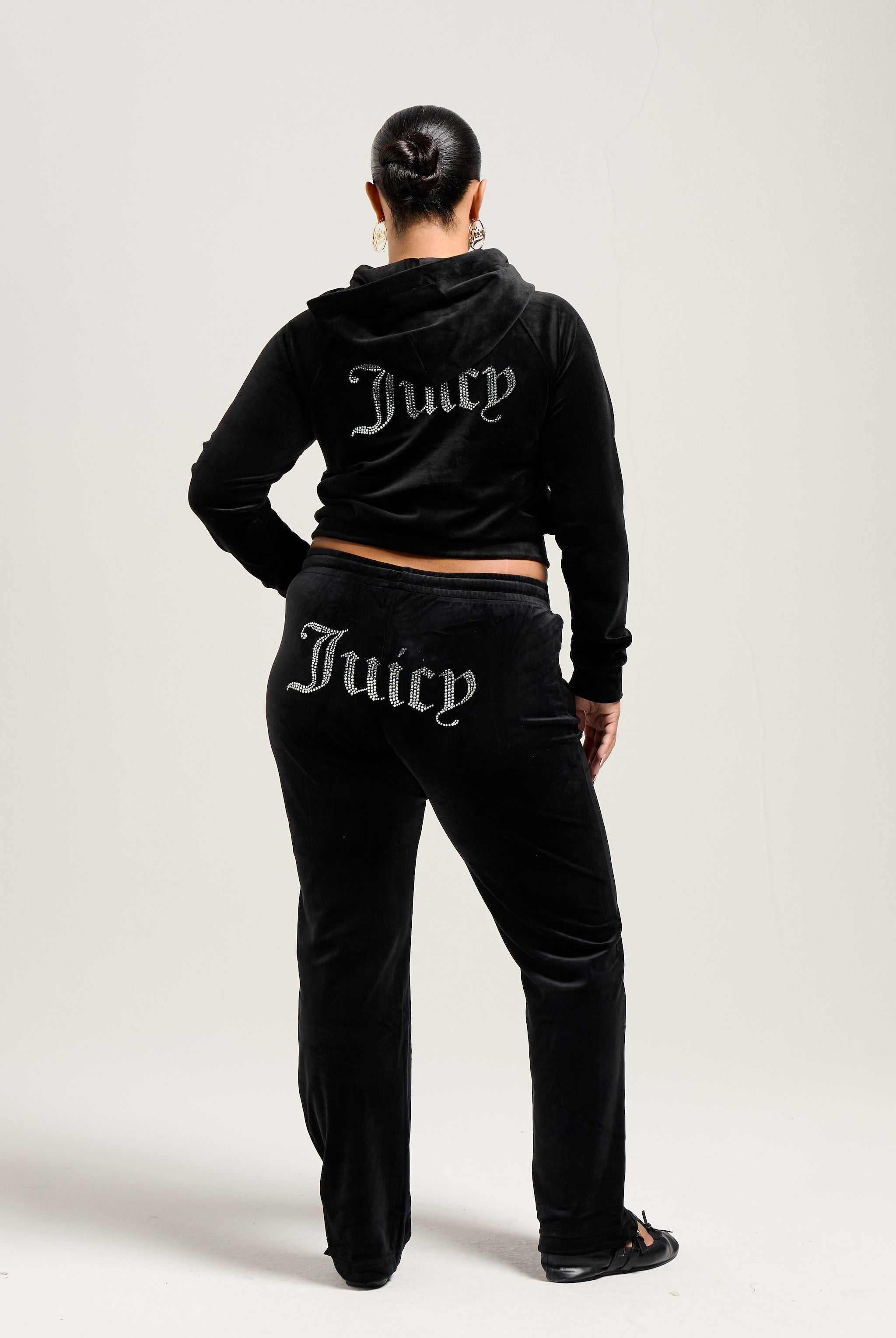 BLACK VELOUR DIAMANTE TRACKSUIT BOTTOM Juicy Couture UK