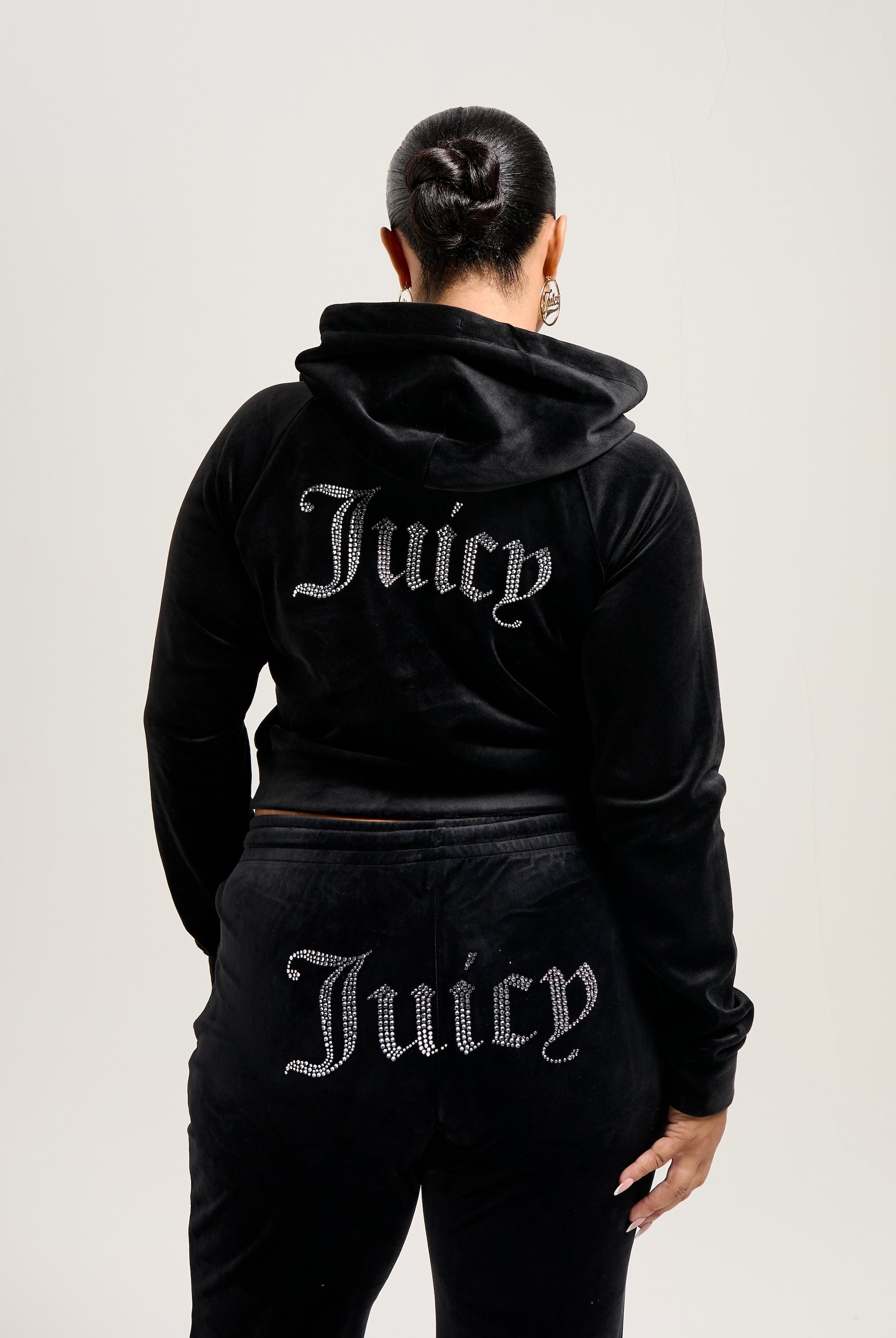 Juicy Couture Longline 2 Way Zipper Hoodie Liquorice Black Plus Size outlet 2X