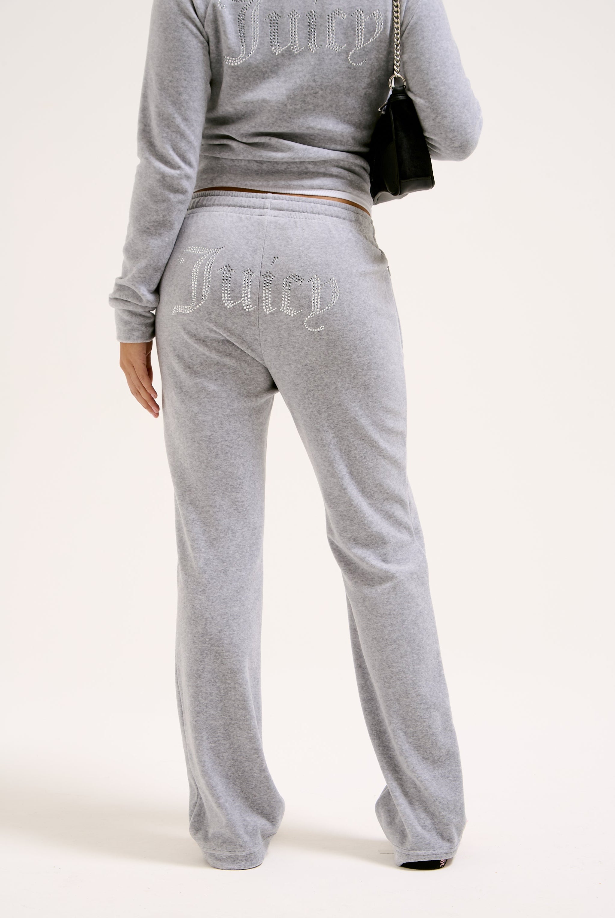 SILVER MARL VELOUR DIAMANTE TRACKSUIT BOTTOM – Juicy Couture UK