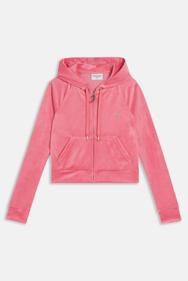 PINK LEMONADE DIAMANTÉ VELOUR ZIP-THROUGH HOODIE