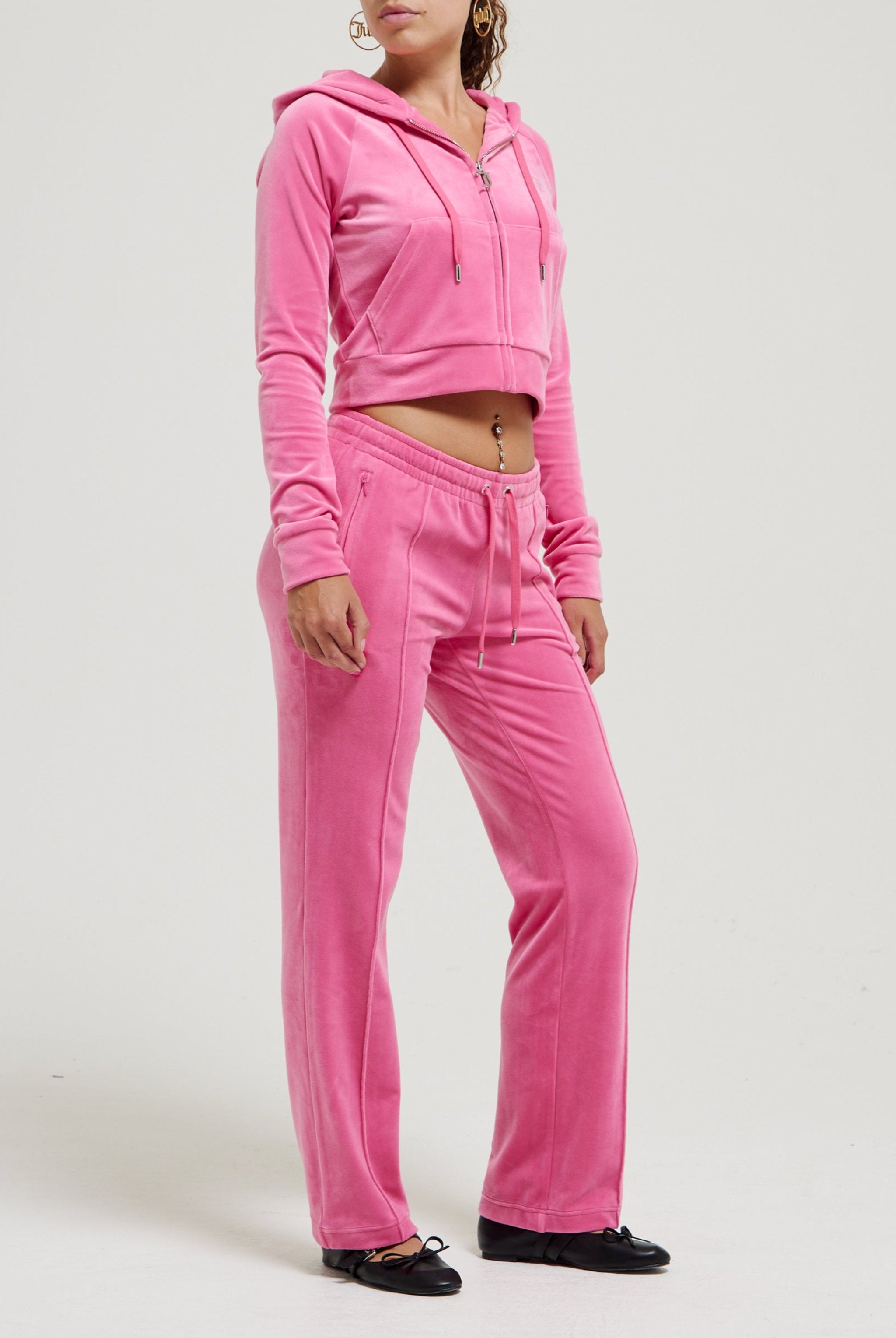 HOT PINK DIAMANTE VELOUR ZIP THROUGH HOODIE Juicy Couture UK