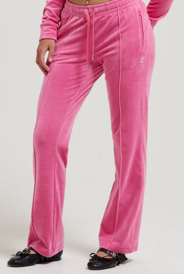 HOT PINK VELOUR DIAMANTÉ TRACKSUIT BOTTOM