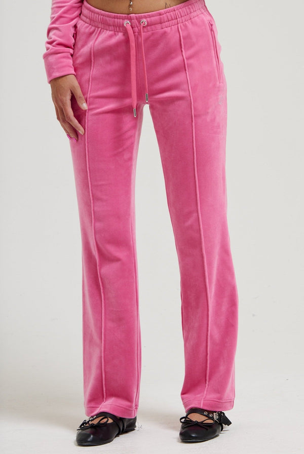 HOT PINK VELOUR DIAMANTÉ TRACKSUIT BOTTOM