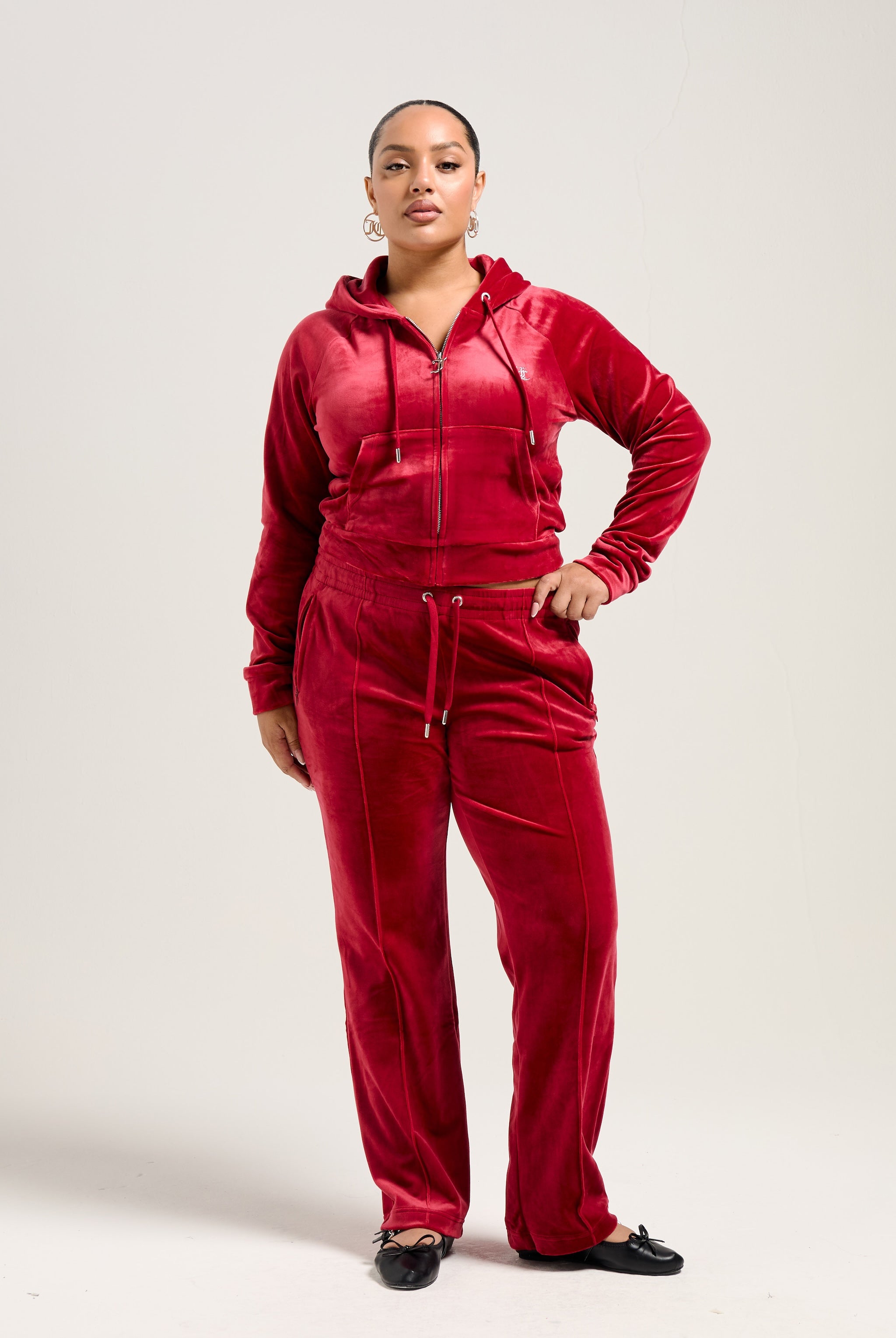 RED DAHLIA VELOUR DIAMANTE TRACKSUIT BOTTOM Juicy Couture UK