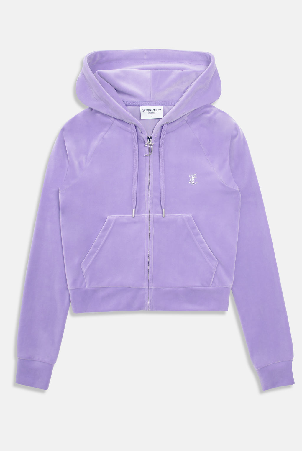 DAHLIA PURPLE DIAMANTÉ VELOUR ZIP-THROUGH HOODIE