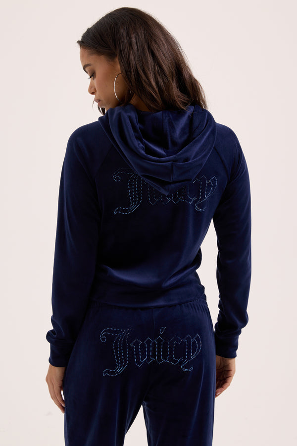 NIGHT SKY VELOUR OUTLINE DIAMANTÉ TRACKSUIT BOTTOM