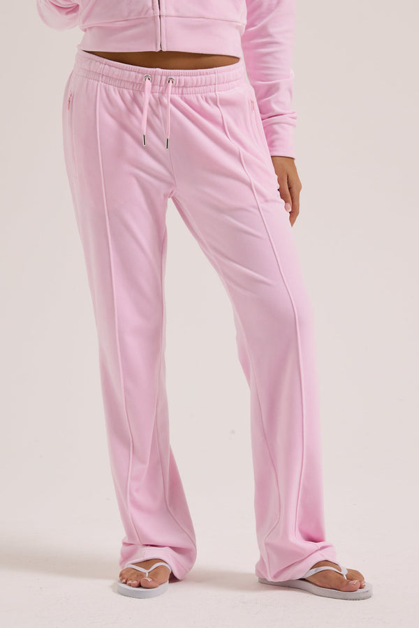CHERRY BLOSSOM VELOUR OUTLINE DIAMANTÉ TRACKSUIT BOTTOM