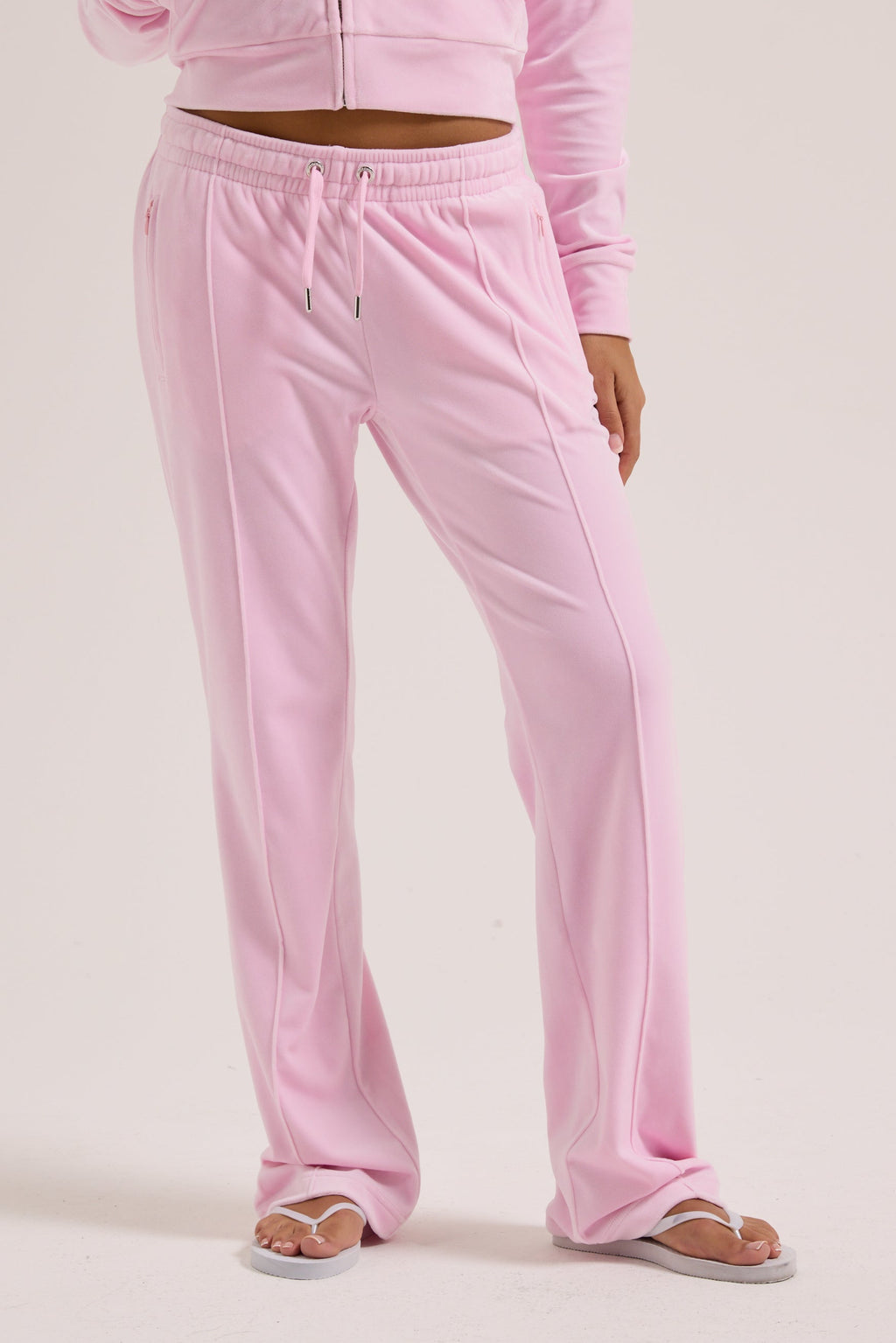 CHERRY BLOSSOM VELOUR OUTLINE DIAMANTÉ TRACKSUIT BOTTOM
