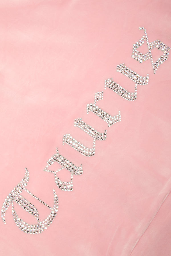 'TAURUS' JUICY PINK DIAMANTÉ VELOUR ZIP-THROUGH HOODIE