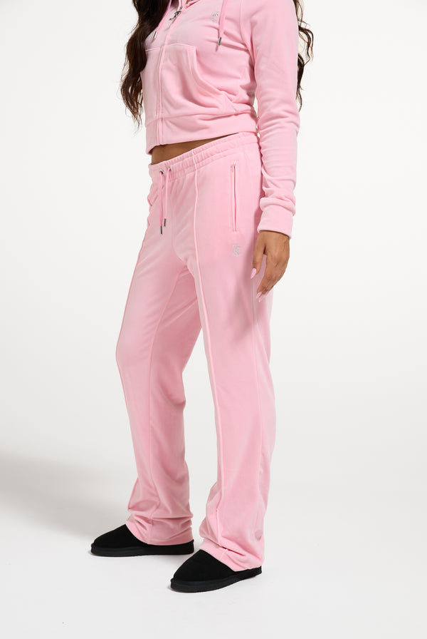 JUICY PINK VELOUR DIAMANTÉ TRACKSUIT BOTTOM