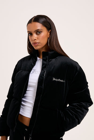 BLACK JUICY VELOUR PUFFA JACKET