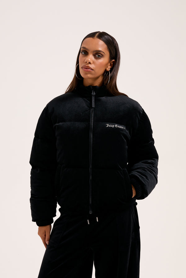 BLACK JUICY VELOUR PUFFA JACKET